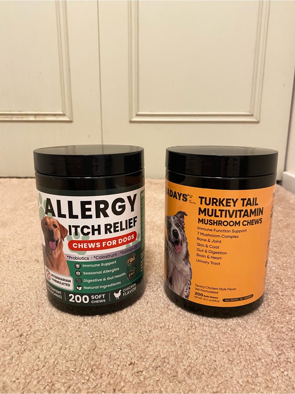 Bundle - NEW Dog Allergy Itch Relief Chews and Turkey Tail Multivitamin Chew